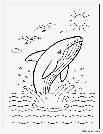 Whale Breaching coloring page