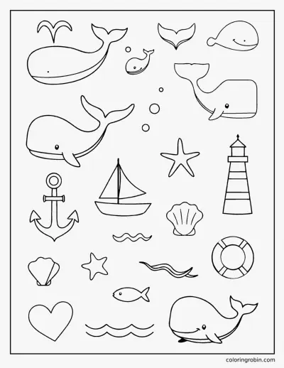 Whale Doodle Page coloring page