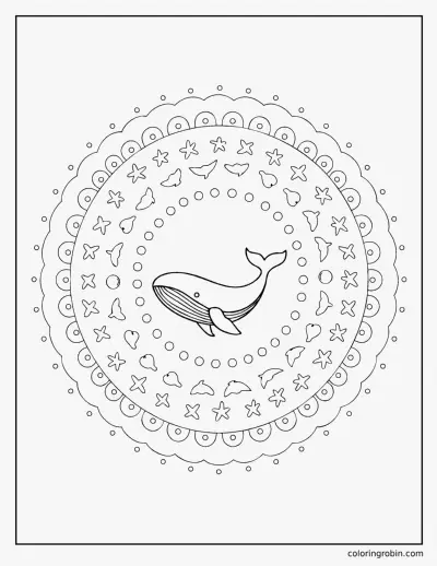 Whale Mandala coloring page