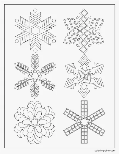 Patterned Snowflakes coloring page