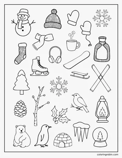 Winter Doodle Page coloring page