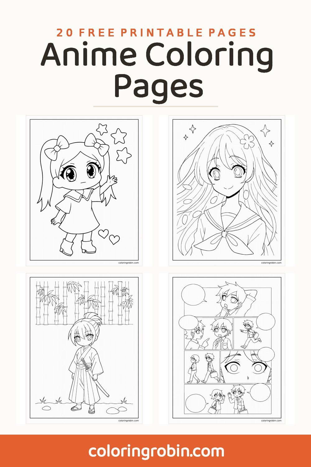 Anime Coloring Pages — free printable set