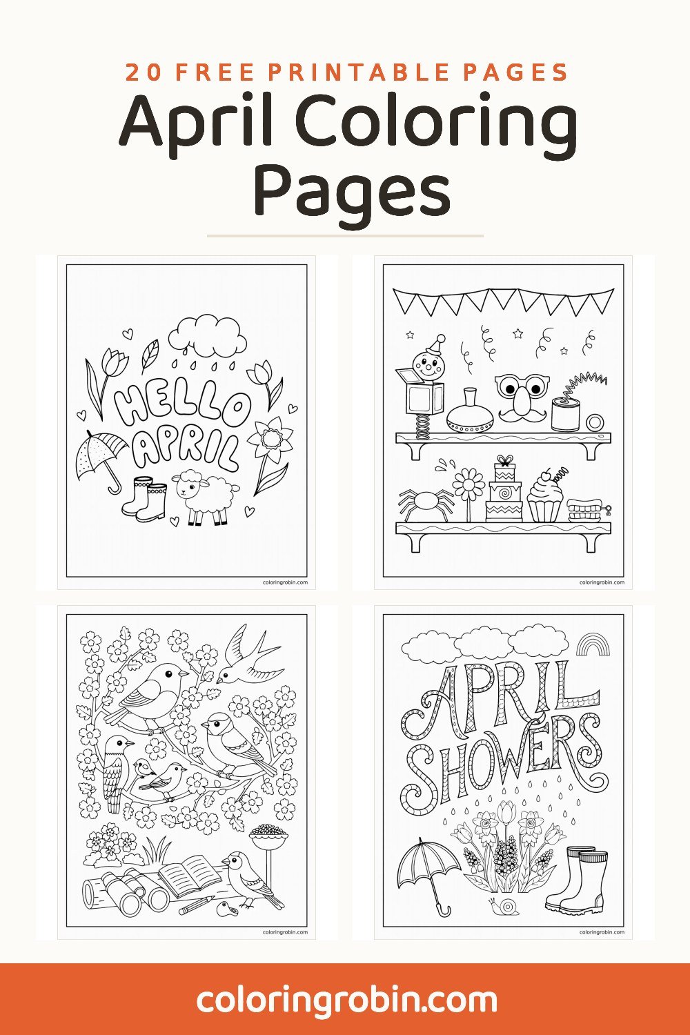 April Coloring Pages — free printable set