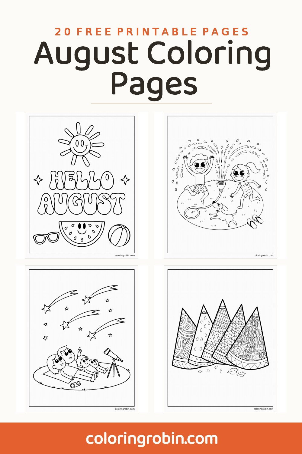 August Coloring Pages — free printable set