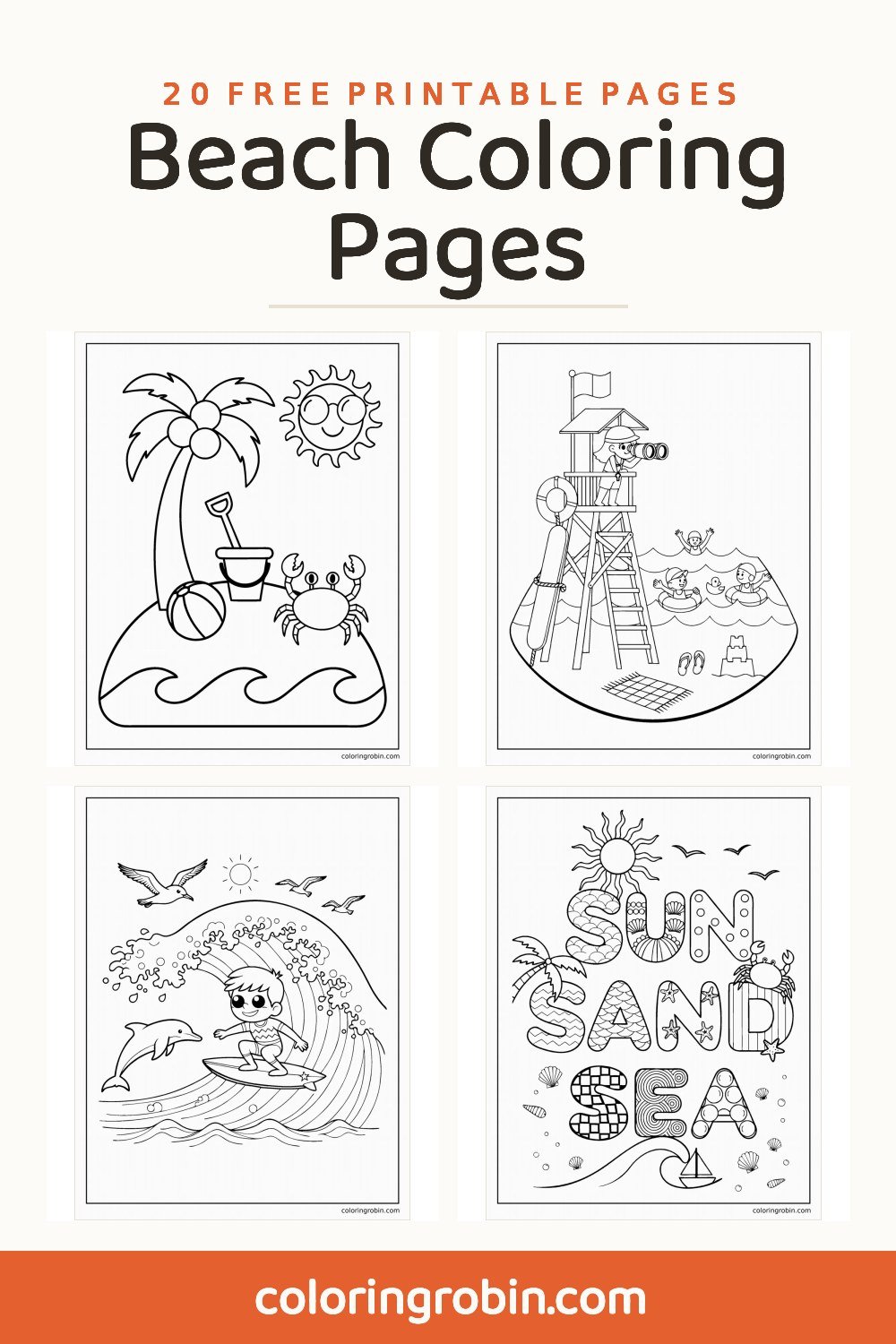 Beach Coloring Pages — free printable set