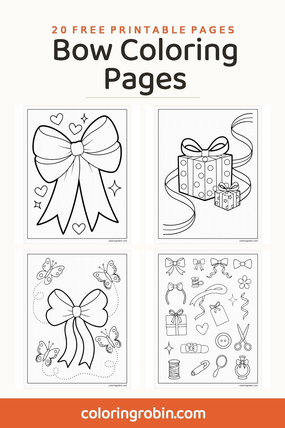 Bow Coloring Pages — free printable set