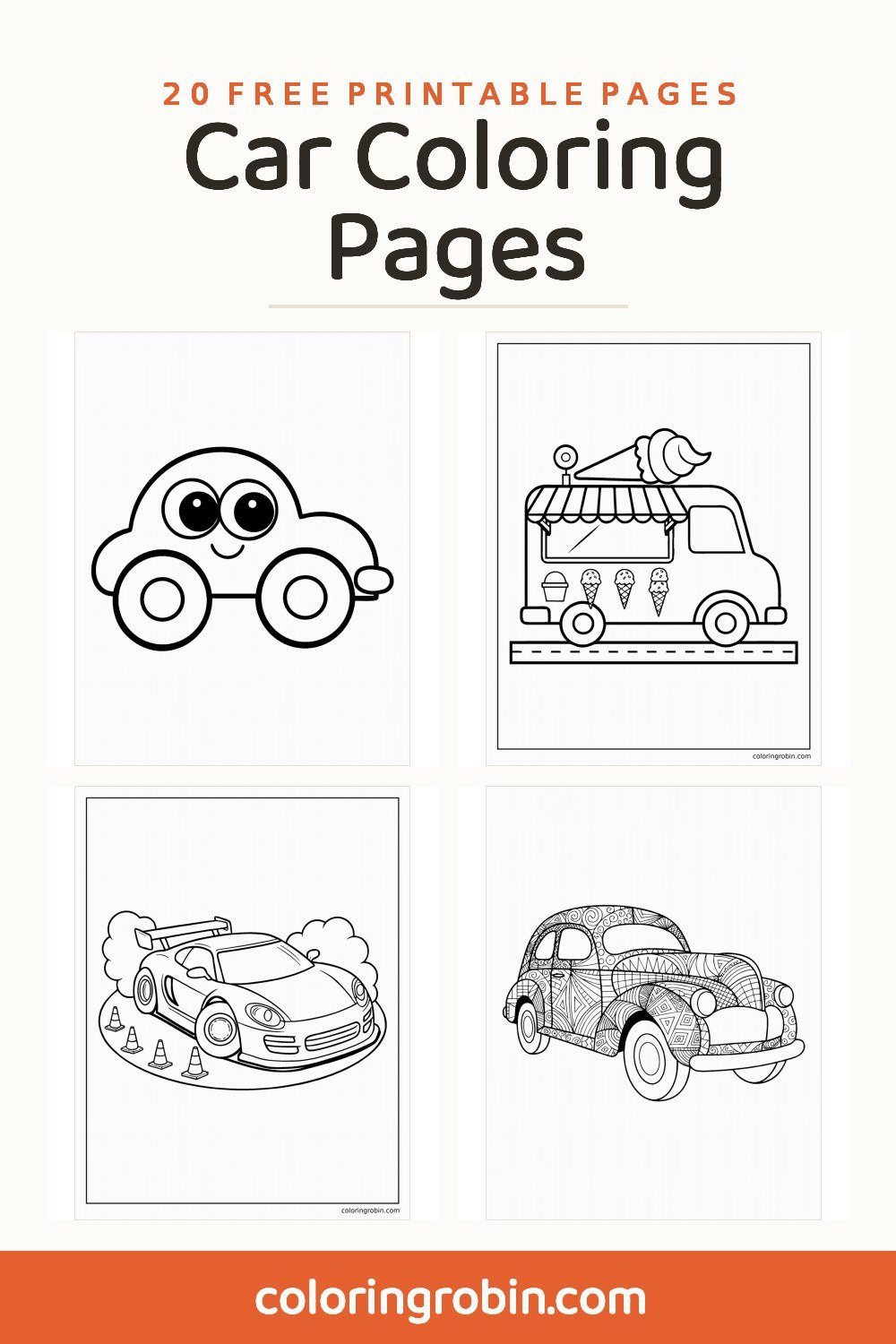 Car Coloring Pages — free printable set