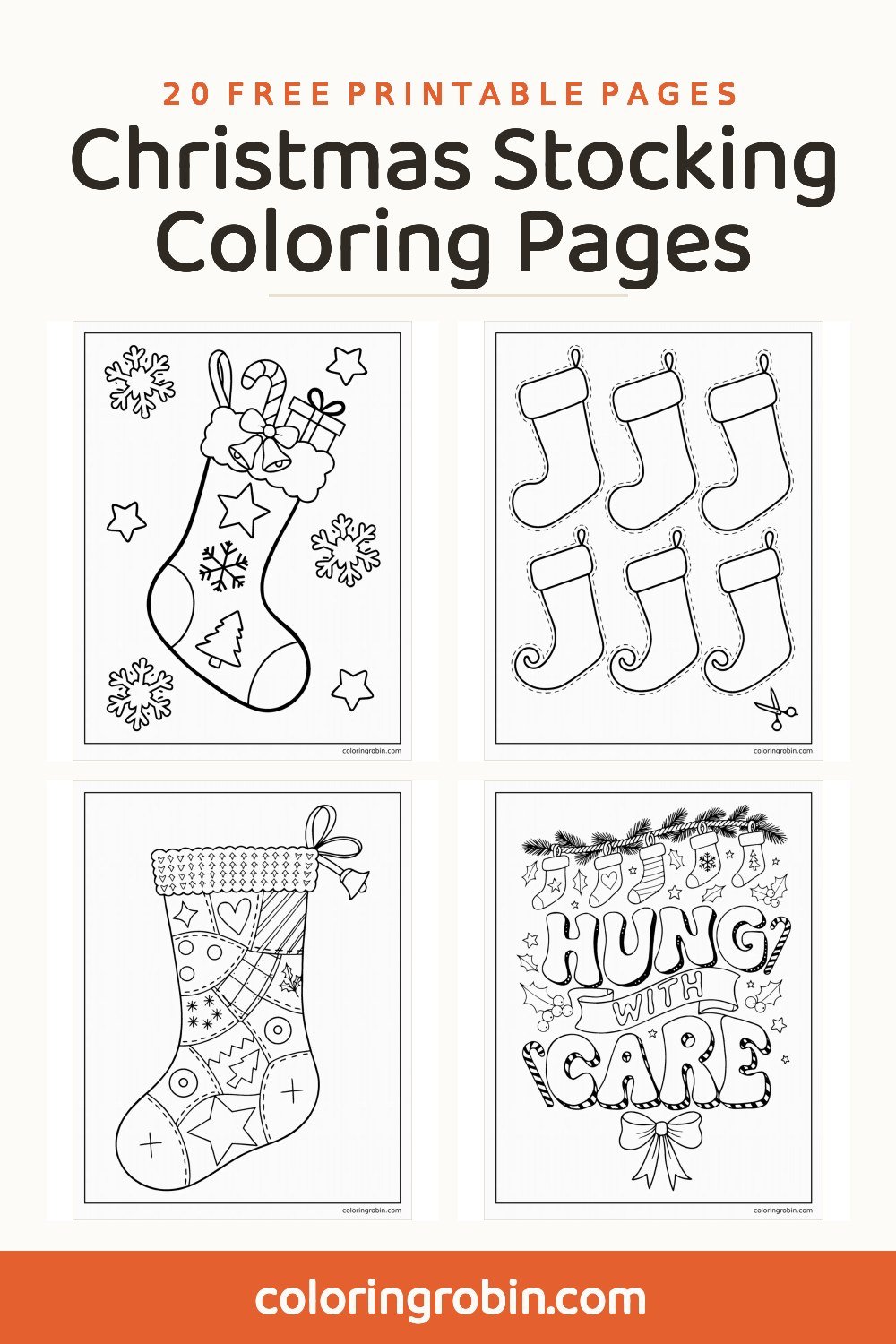 Christmas Stocking Coloring Pages — free printable set