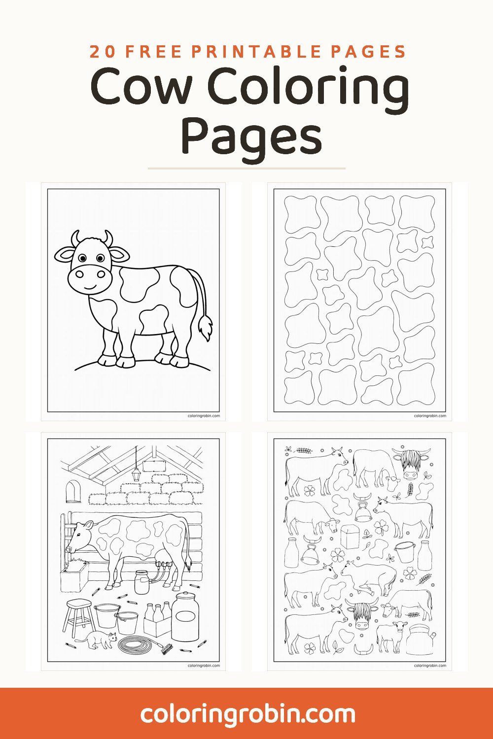 Cow Coloring Pages — free printable set