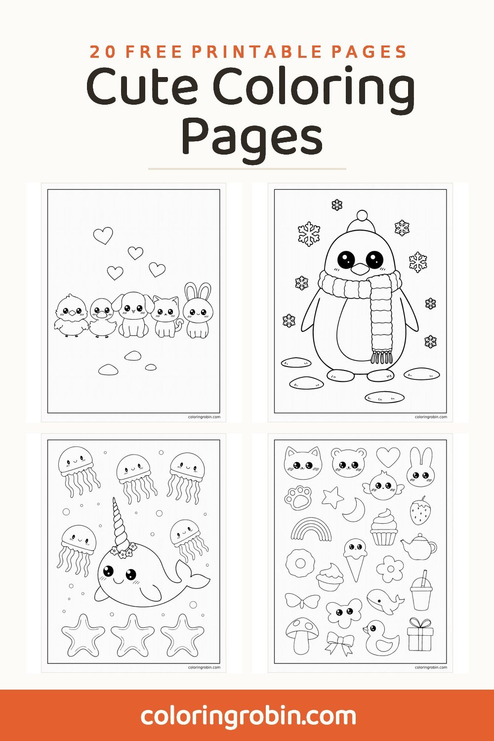 Cute Coloring Pages — free printable set