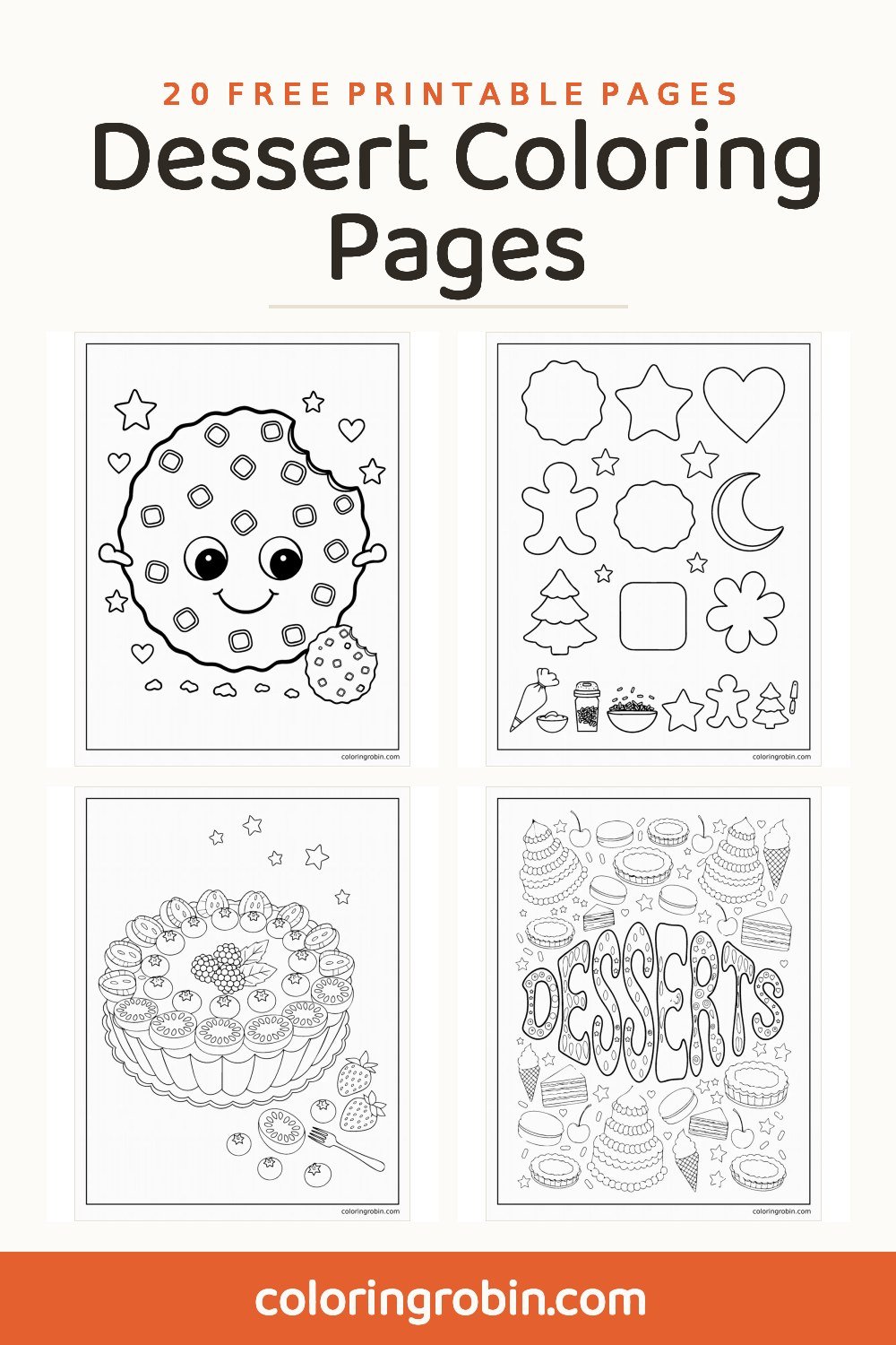 Dessert Coloring Pages — free printable set