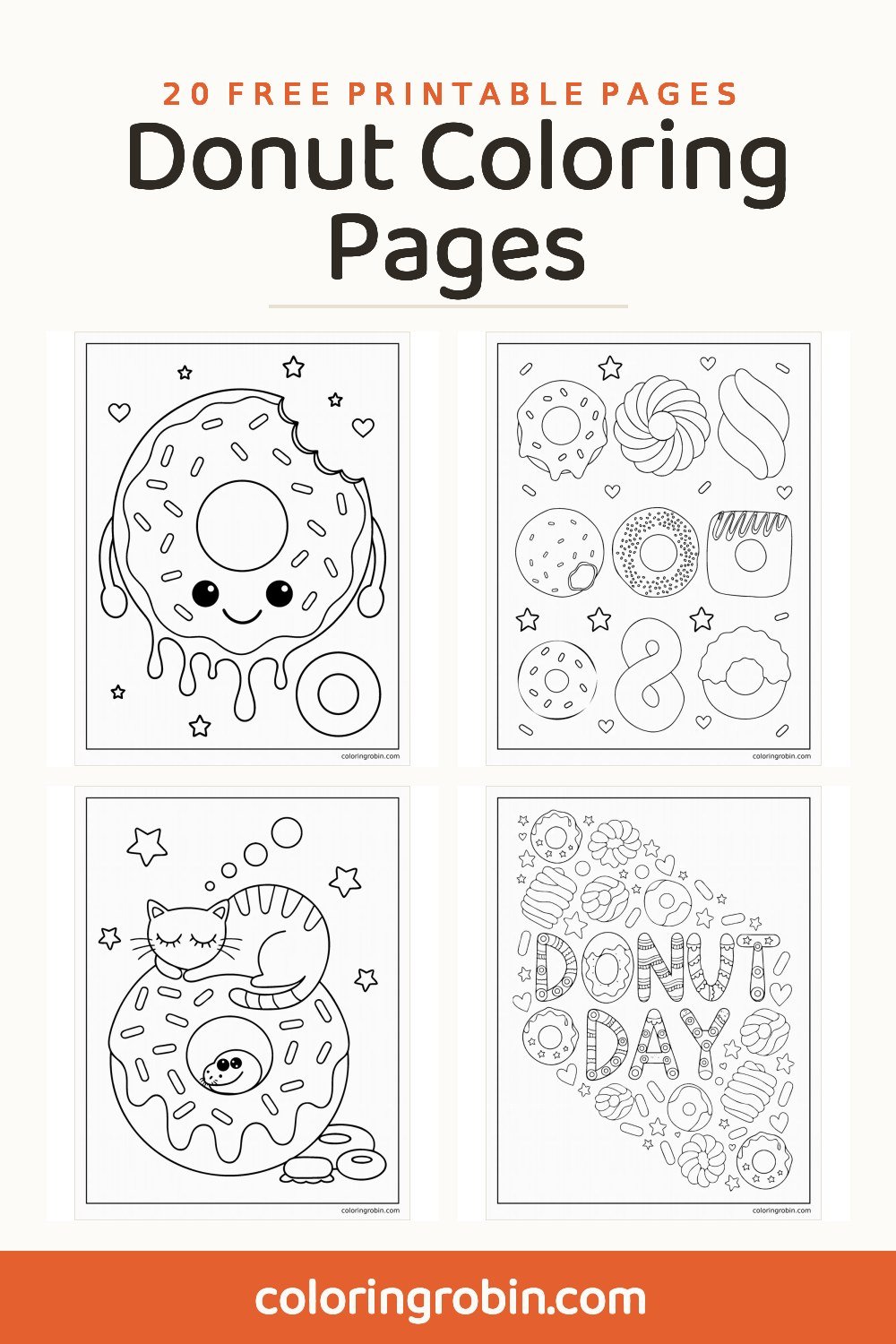 Donut Coloring Pages — free printable set