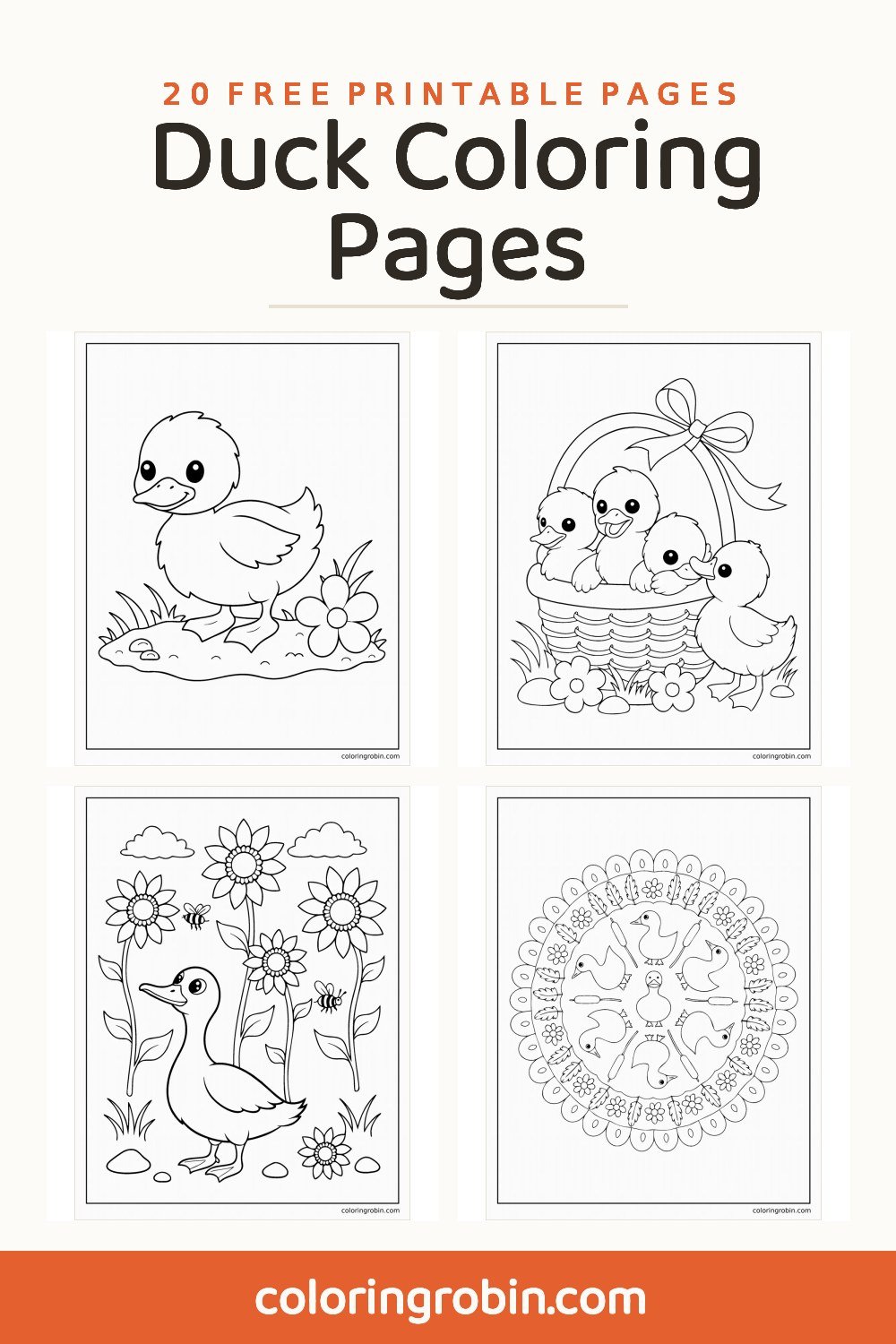 Duck Coloring Pages — free printable set