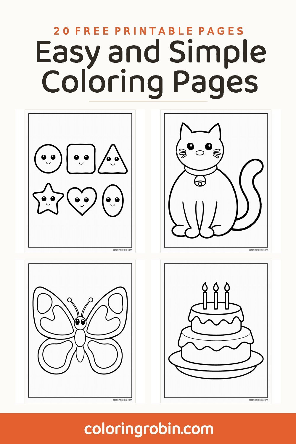 Easy and Simple Coloring Pages — free printable set