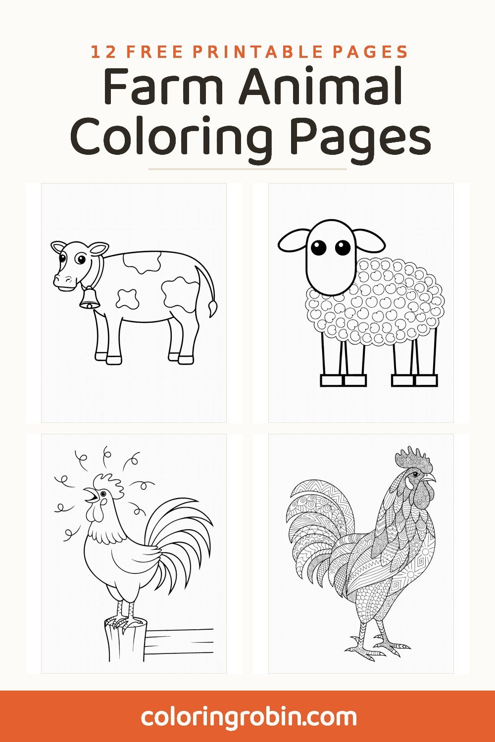 Farm Animal Coloring Pages — free printable set