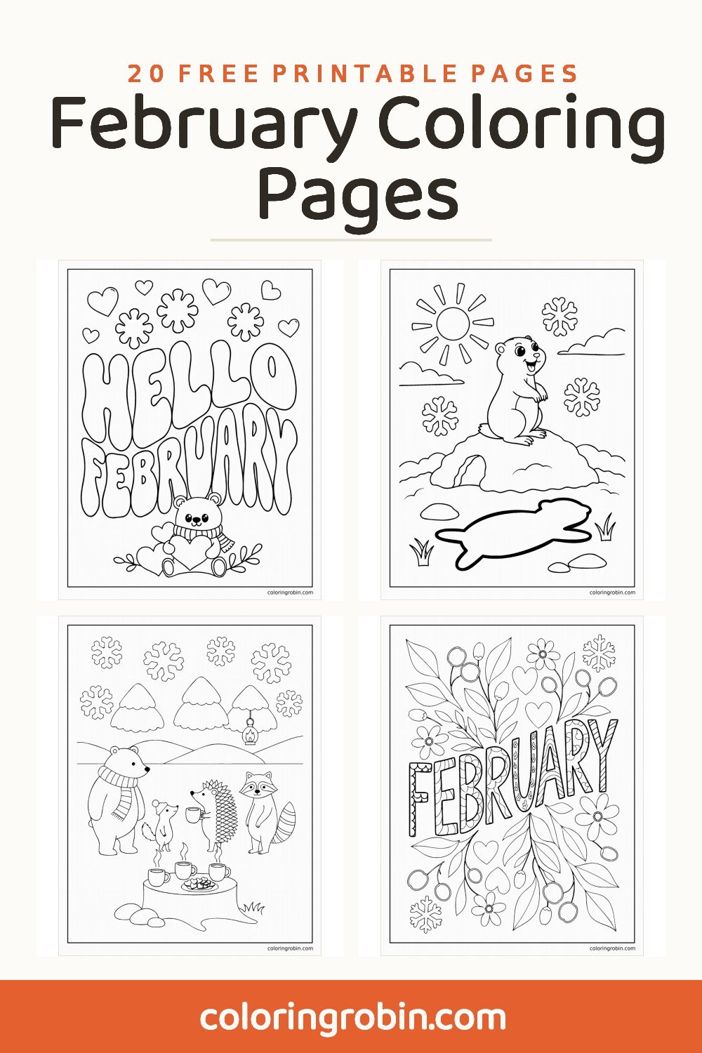 February Coloring Pages — free printable set