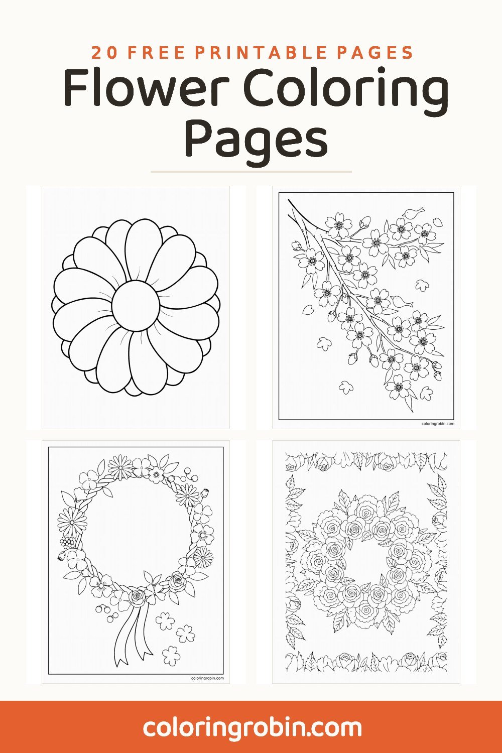 Flower Coloring Pages — free printable set