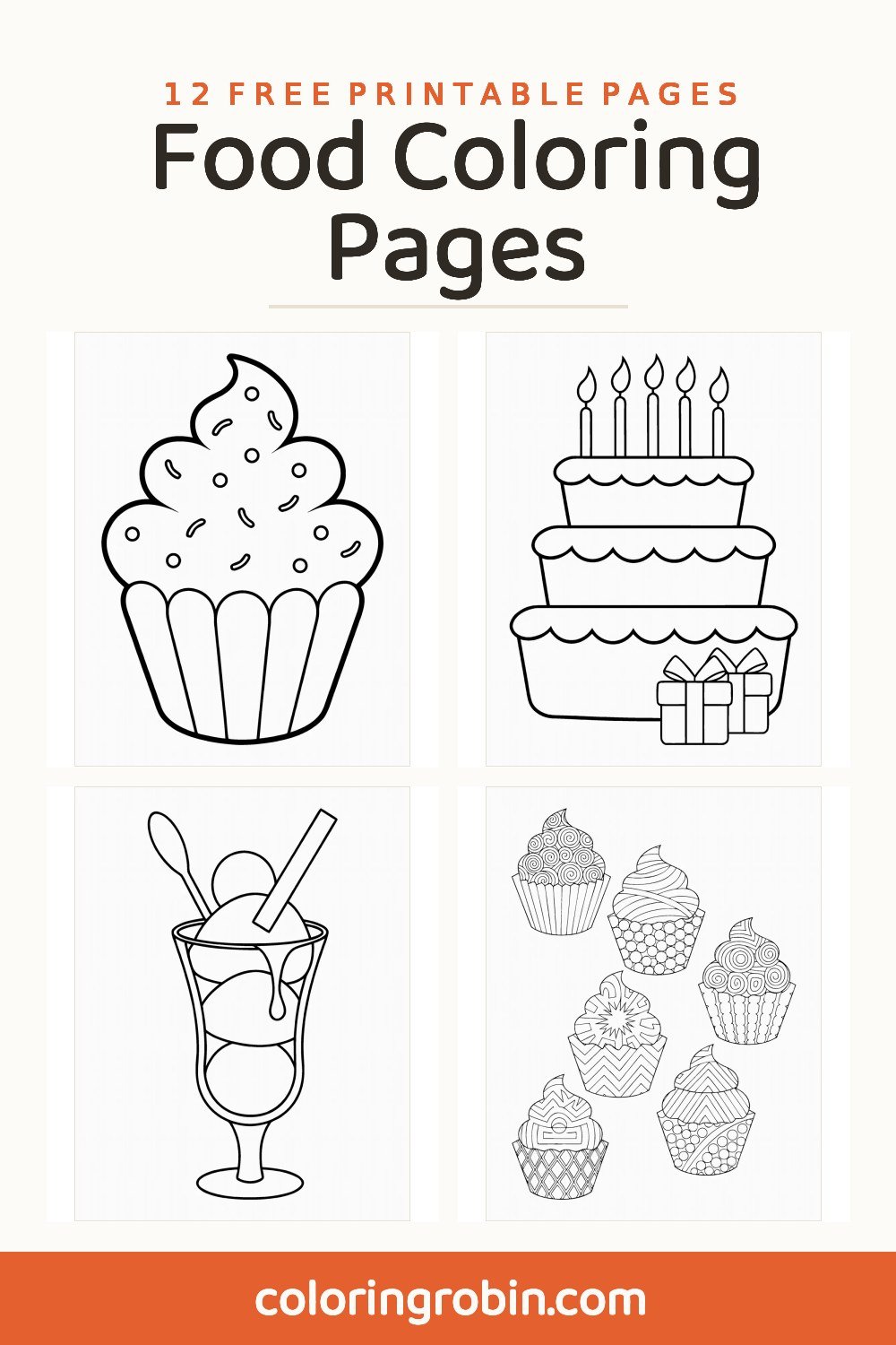 Food Coloring Pages — free printable set