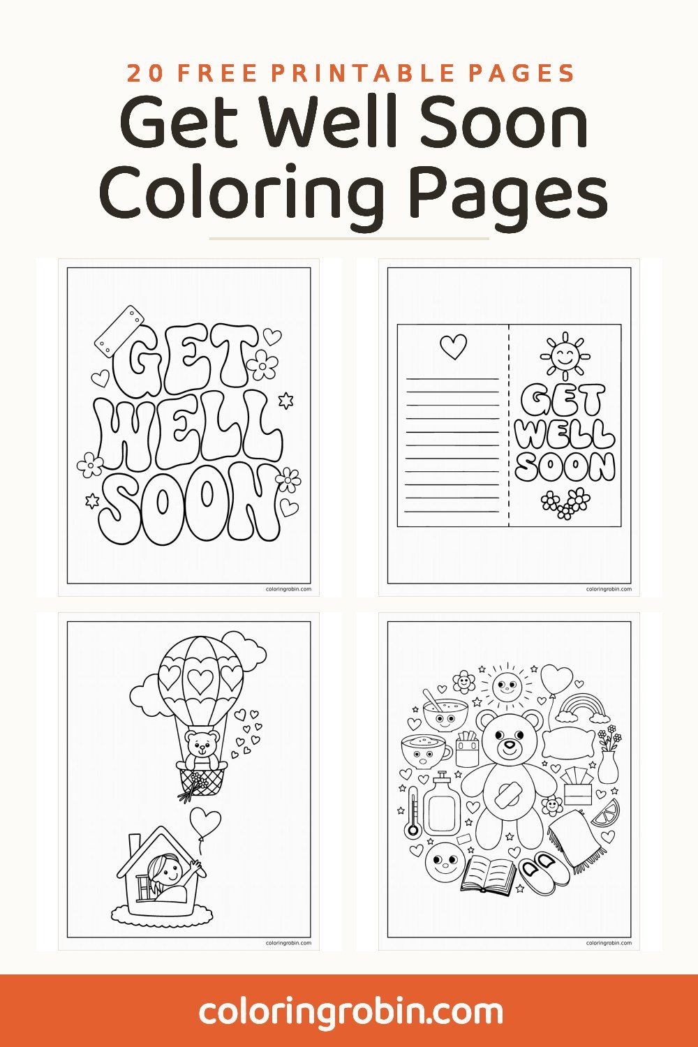Get Well Soon Coloring Pages — free printable set