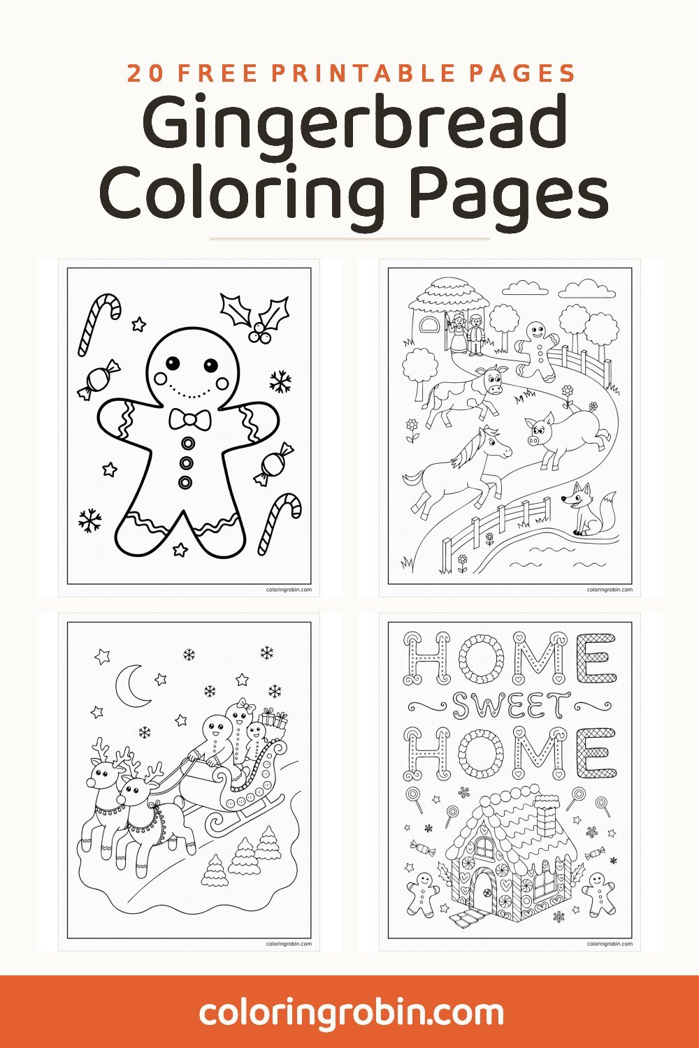 Gingerbread Coloring Pages — free printable set