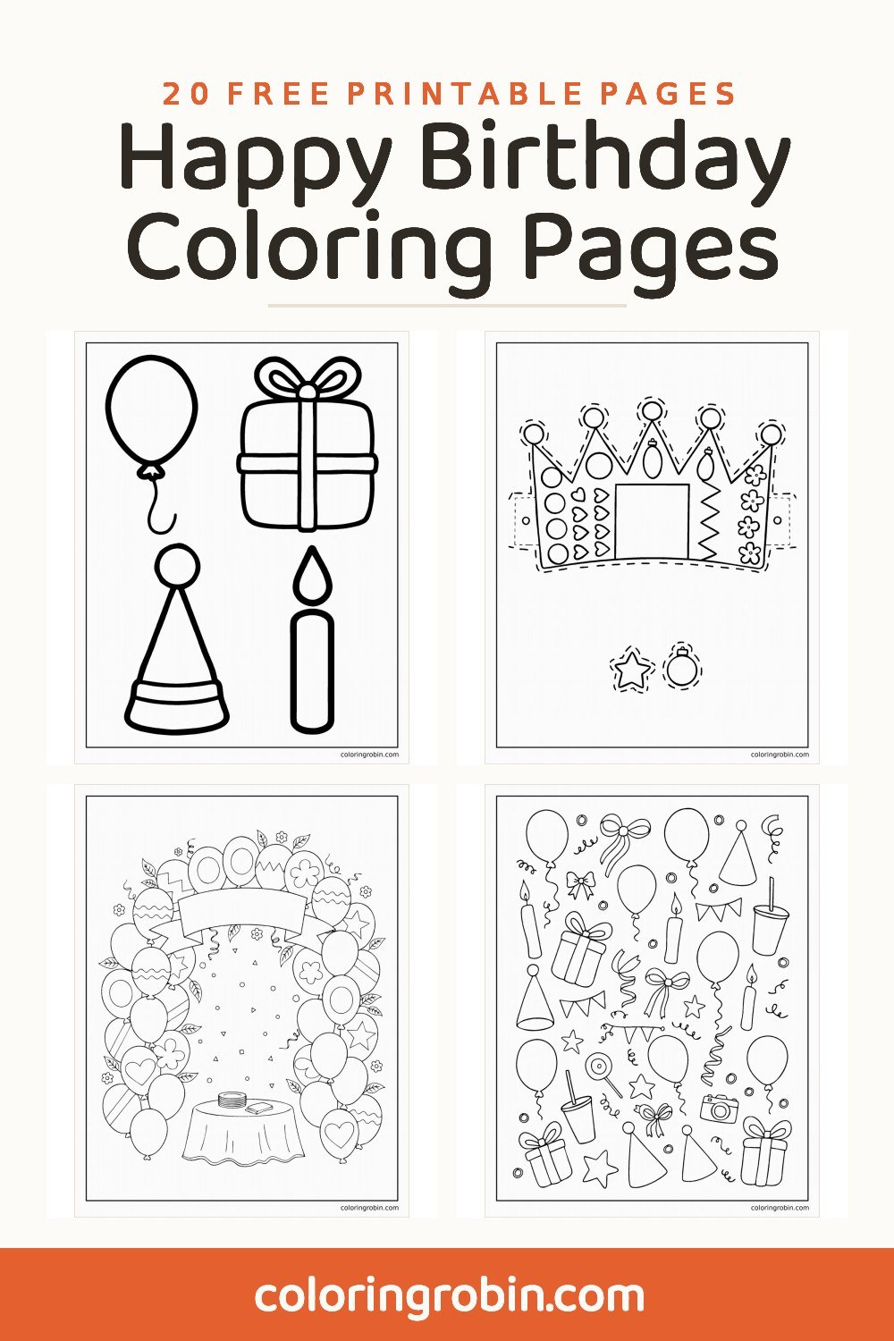 Happy Birthday Coloring Pages — free printable set