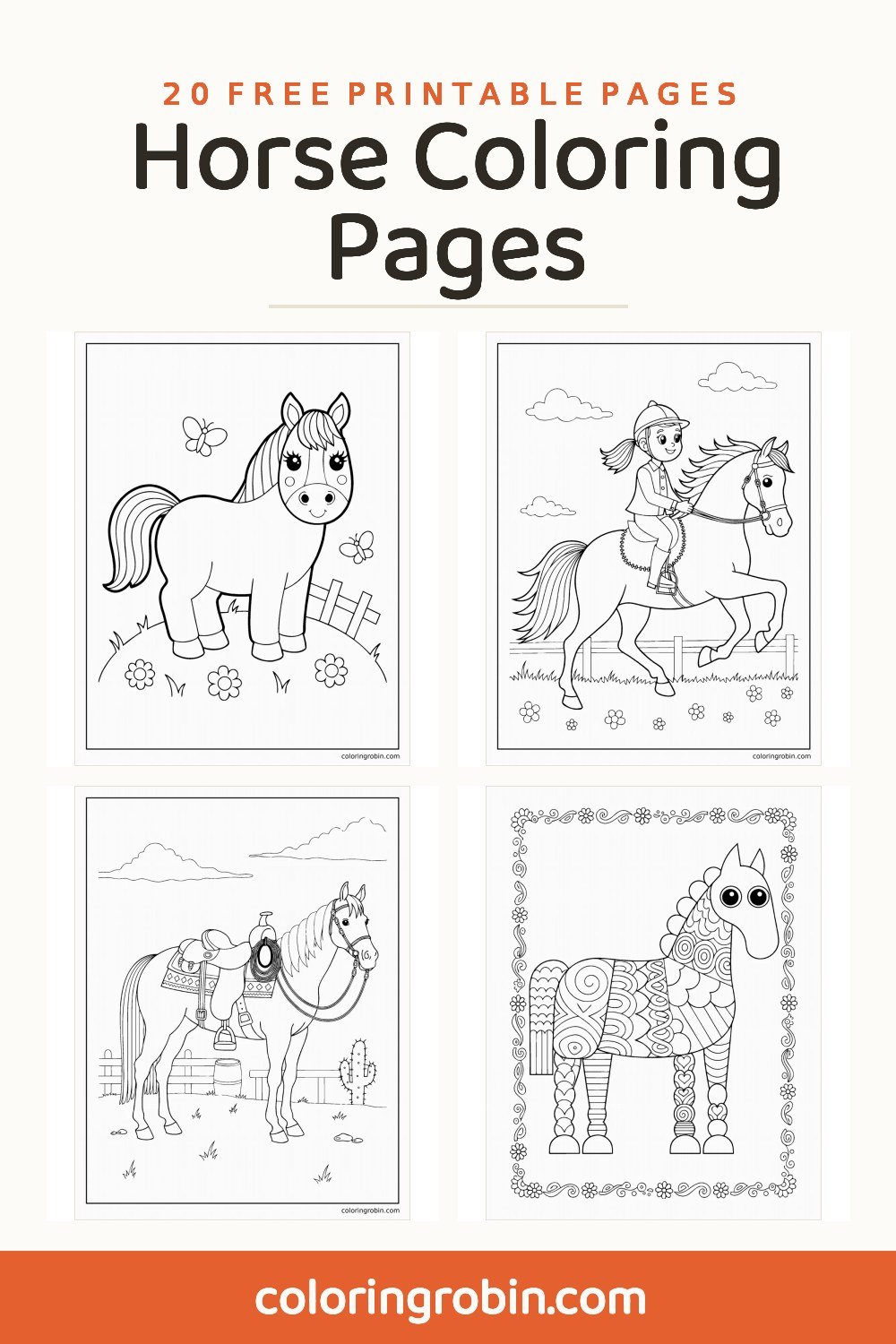 Horse Coloring Pages — free printable set