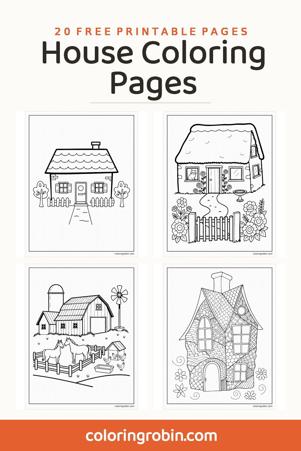 House Coloring Pages — free printable set