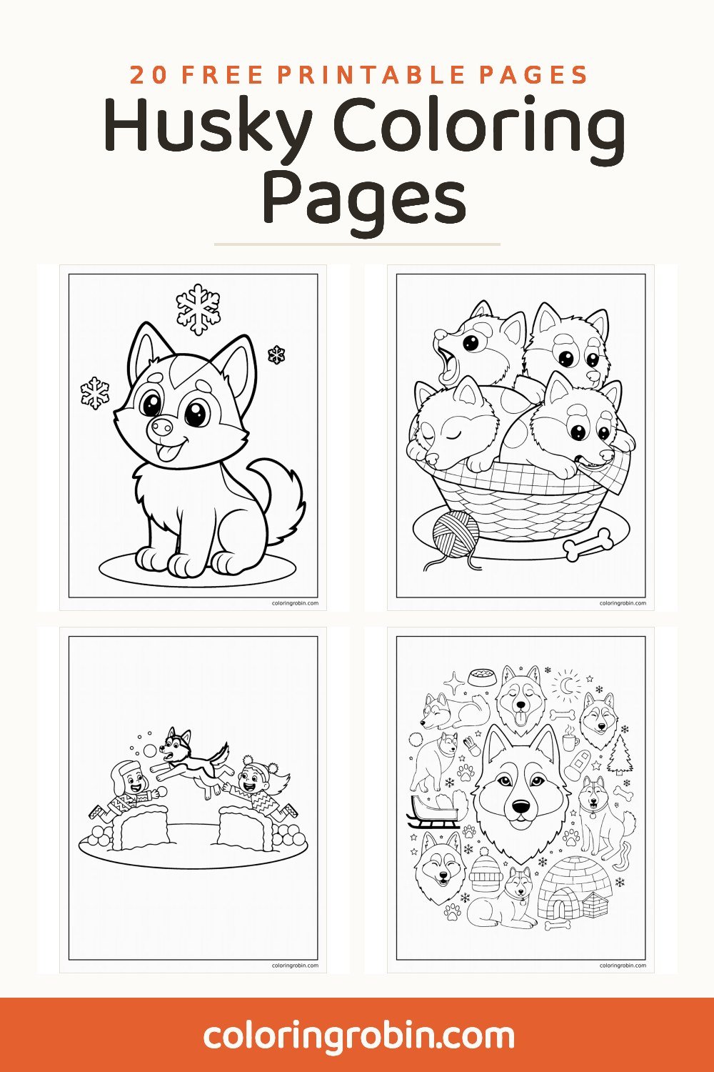 Husky Coloring Pages — free printable set