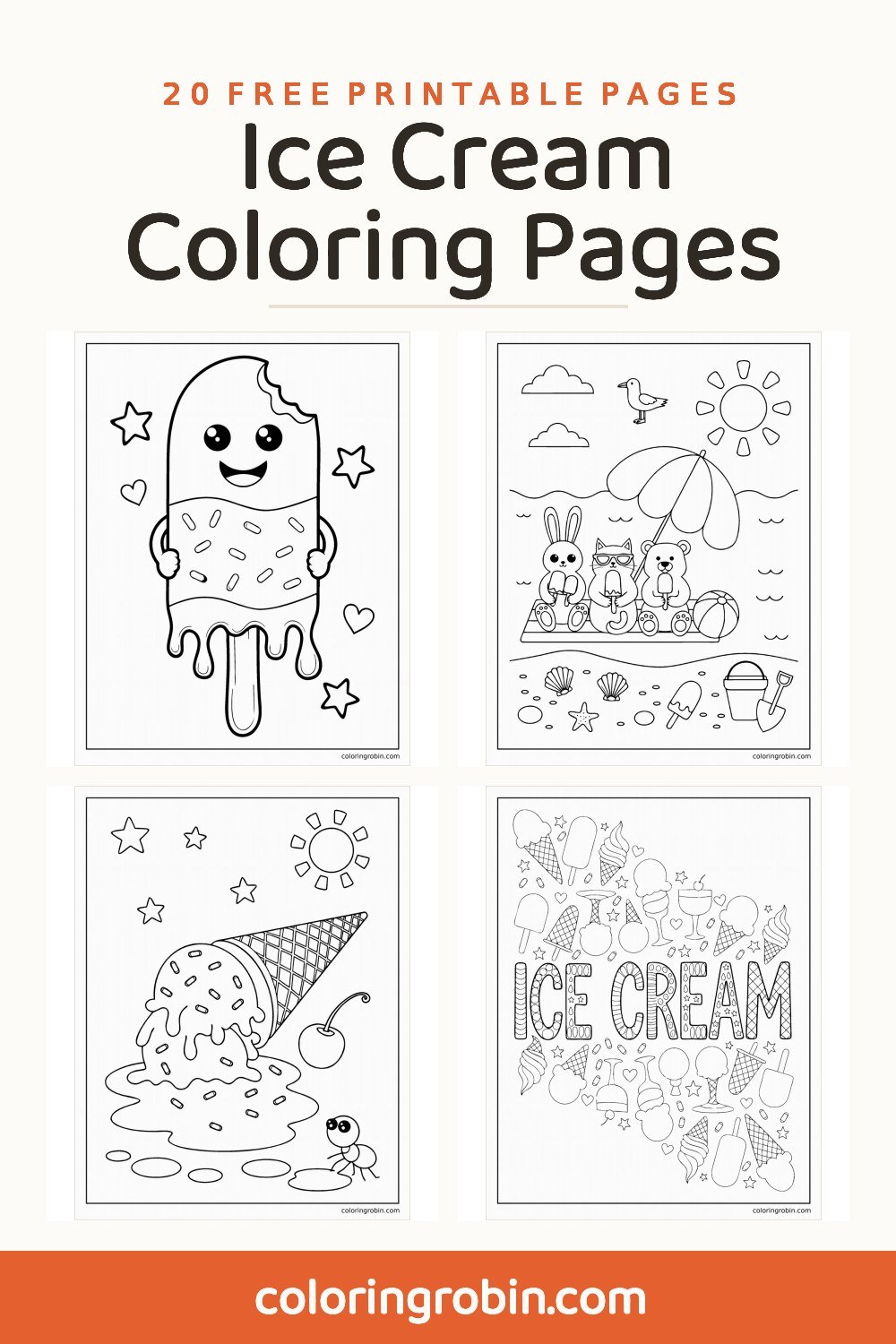 Ice Cream Coloring Pages — free printable set