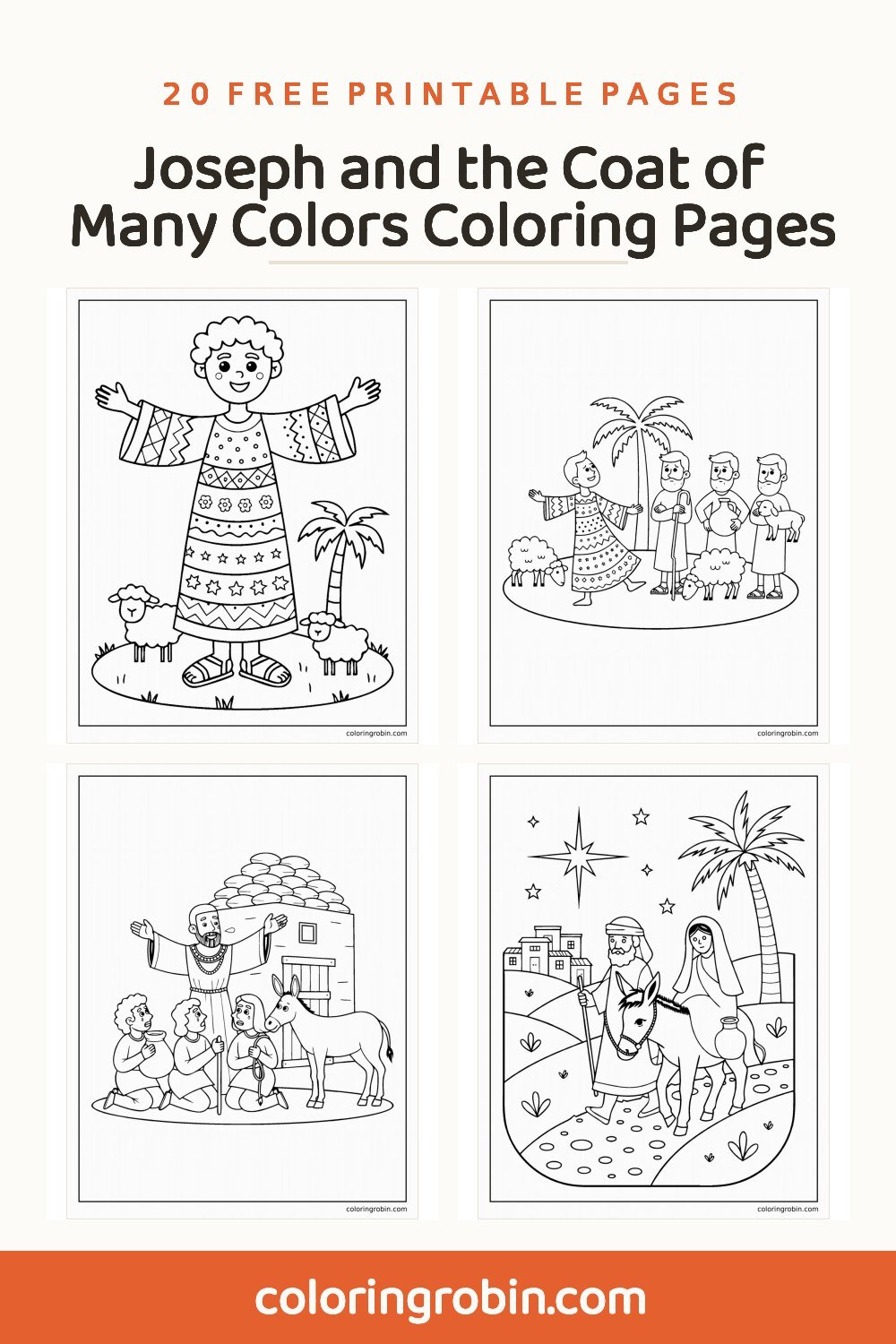 Joseph and the Coat of Many Colors Coloring Pages — free printable set