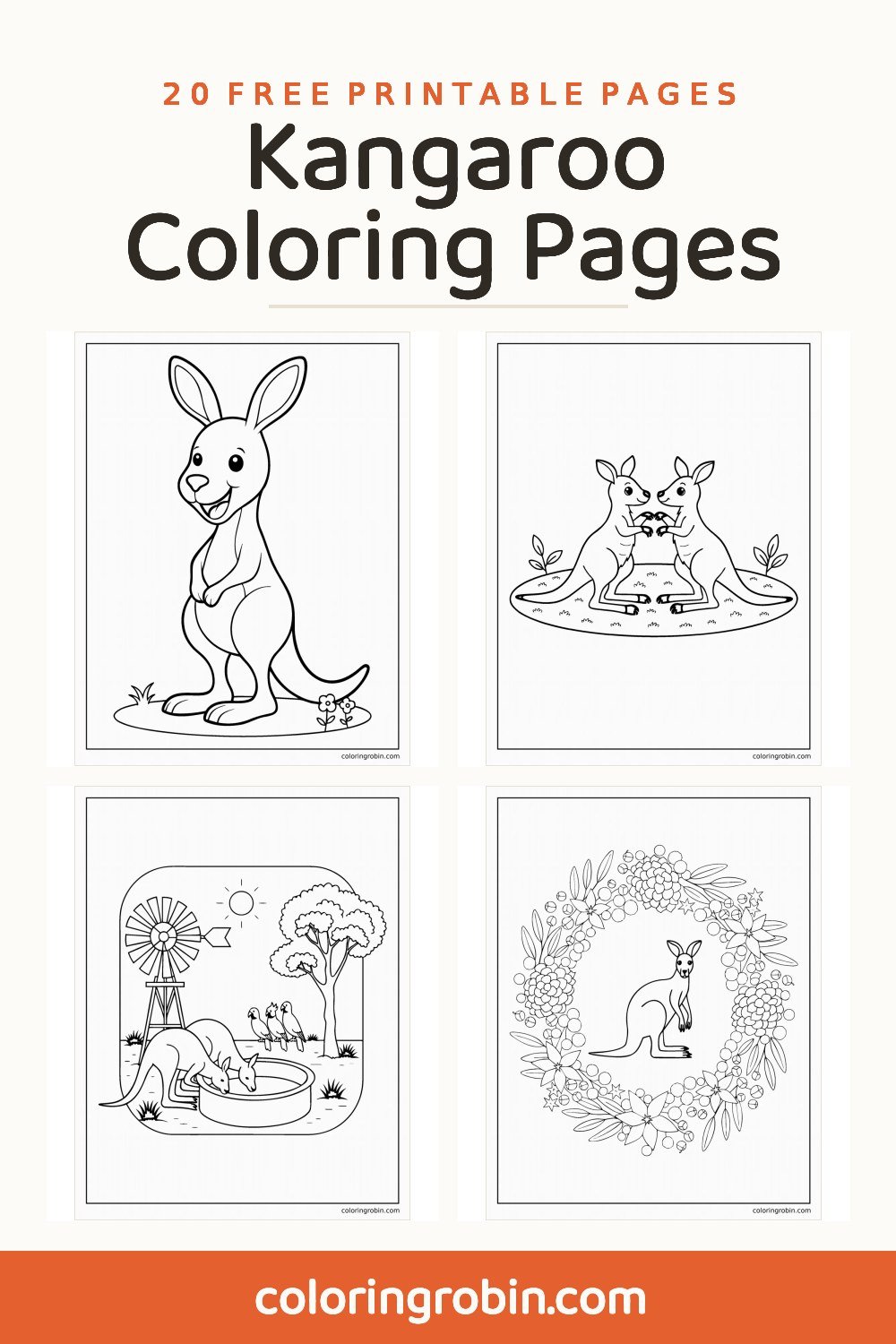 Kangaroo Coloring Pages — free printable set