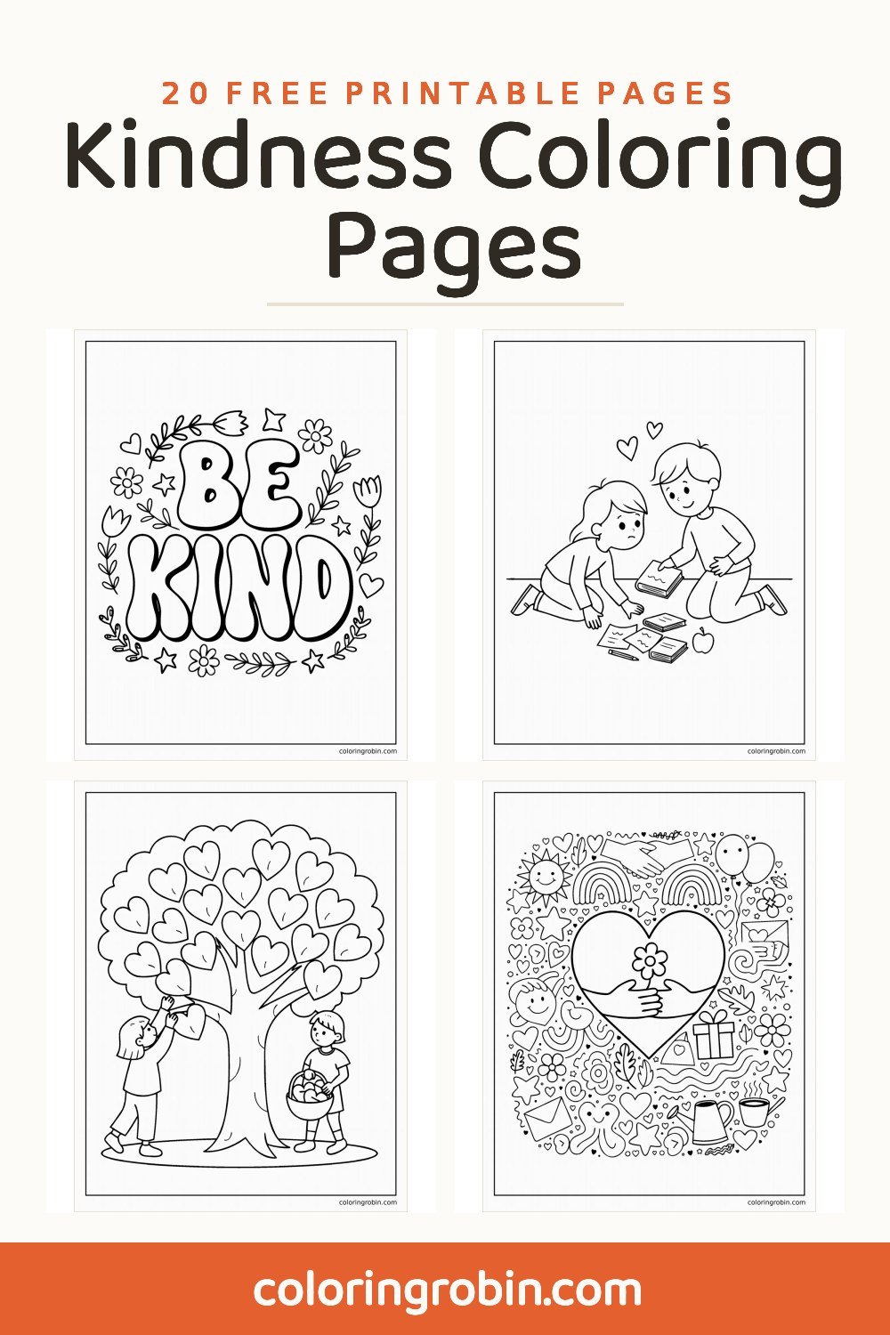 Kindness Coloring Pages — free printable set