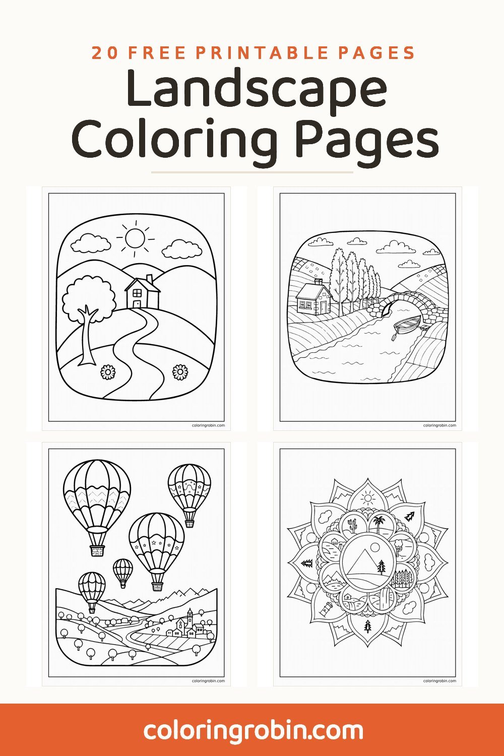Landscape Coloring Pages — free printable set