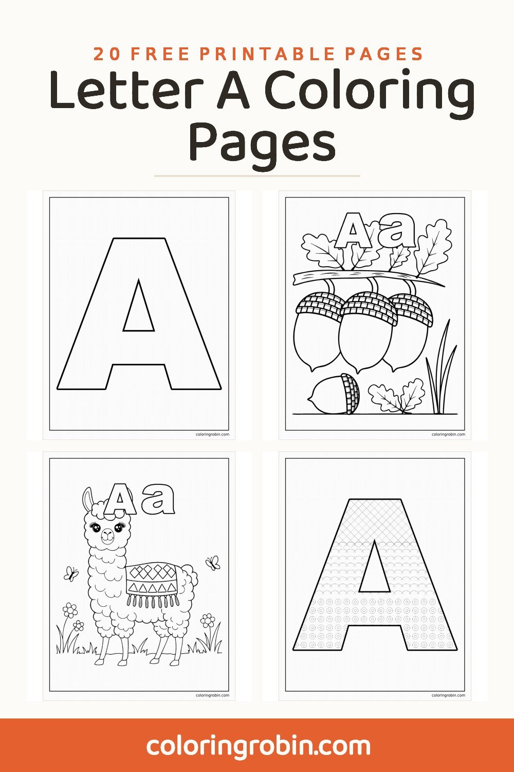 Letter A Coloring Pages — free printable set