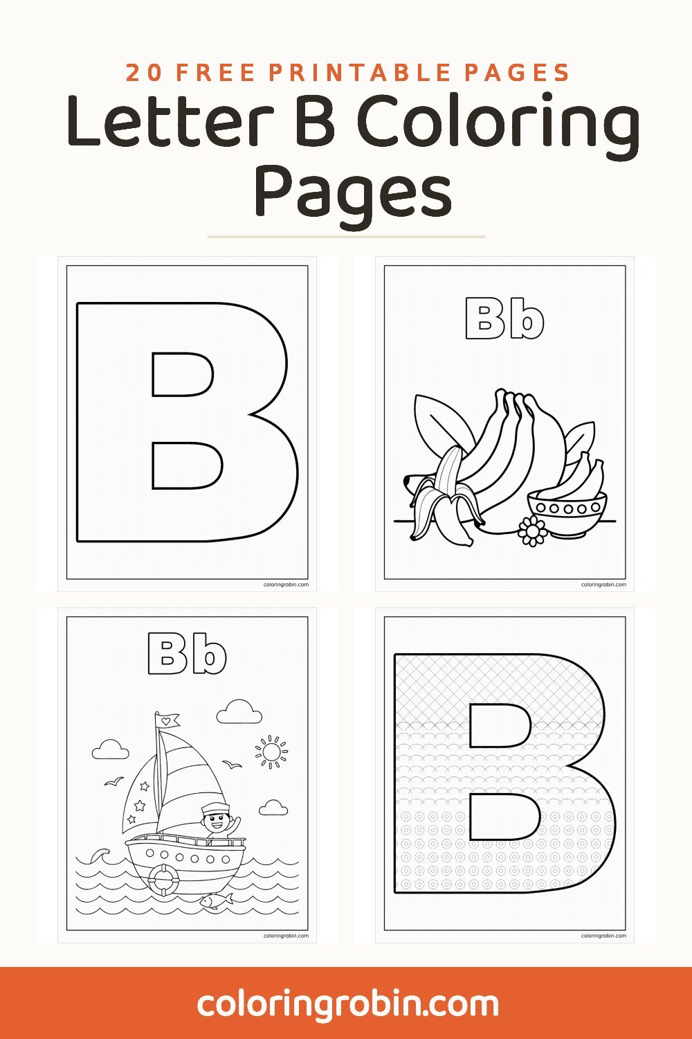 Letter B Coloring Pages — free printable set