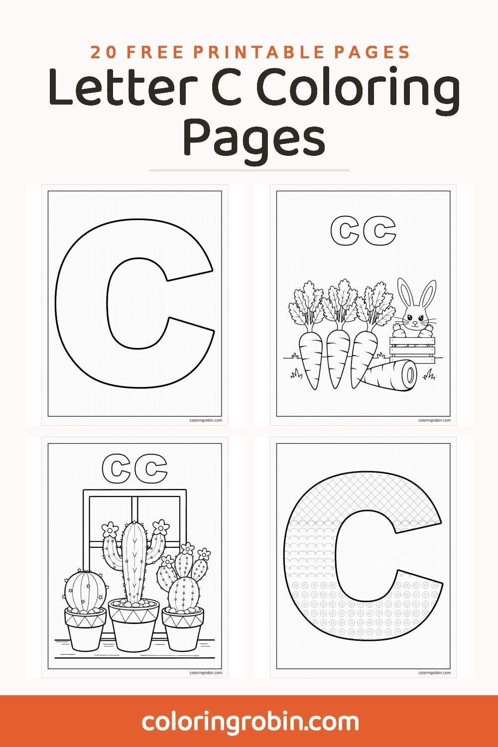 Letter C Coloring Pages — free printable set