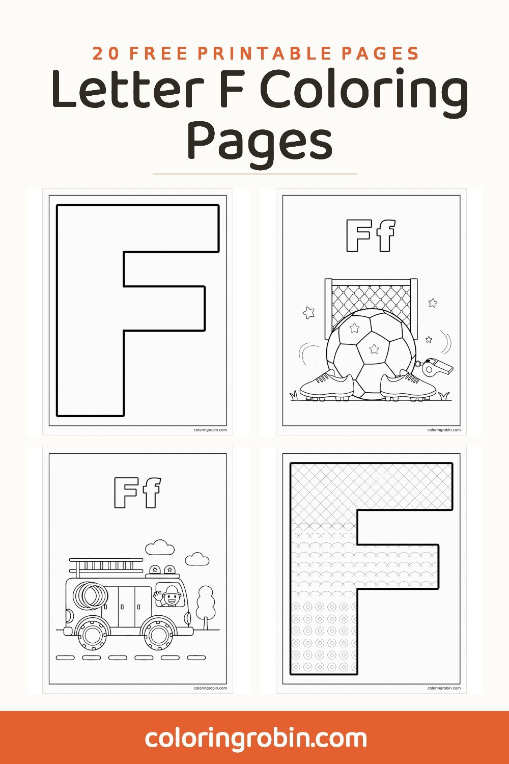 Letter F Coloring Pages — free printable set