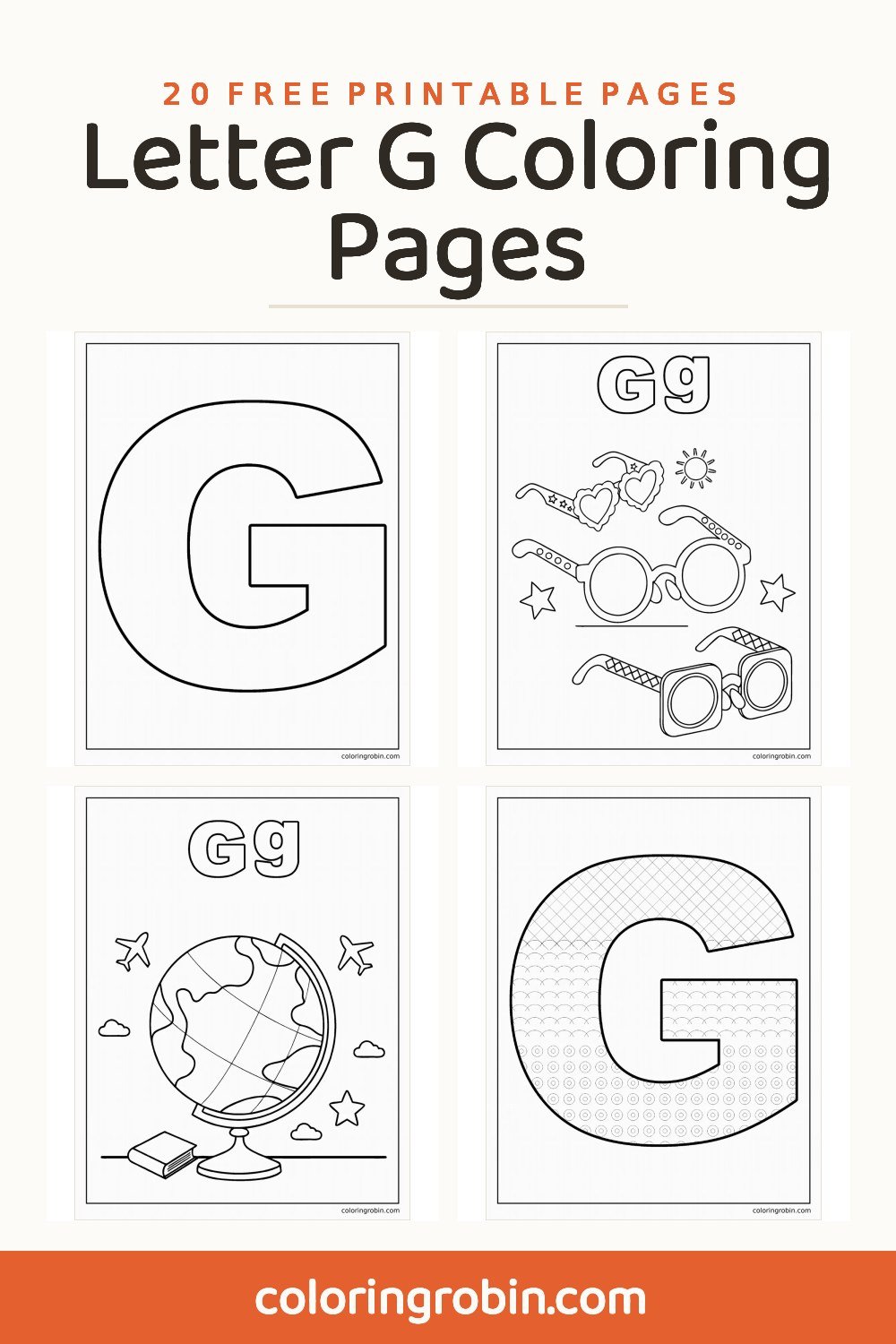 Letter G Coloring Pages — free printable set