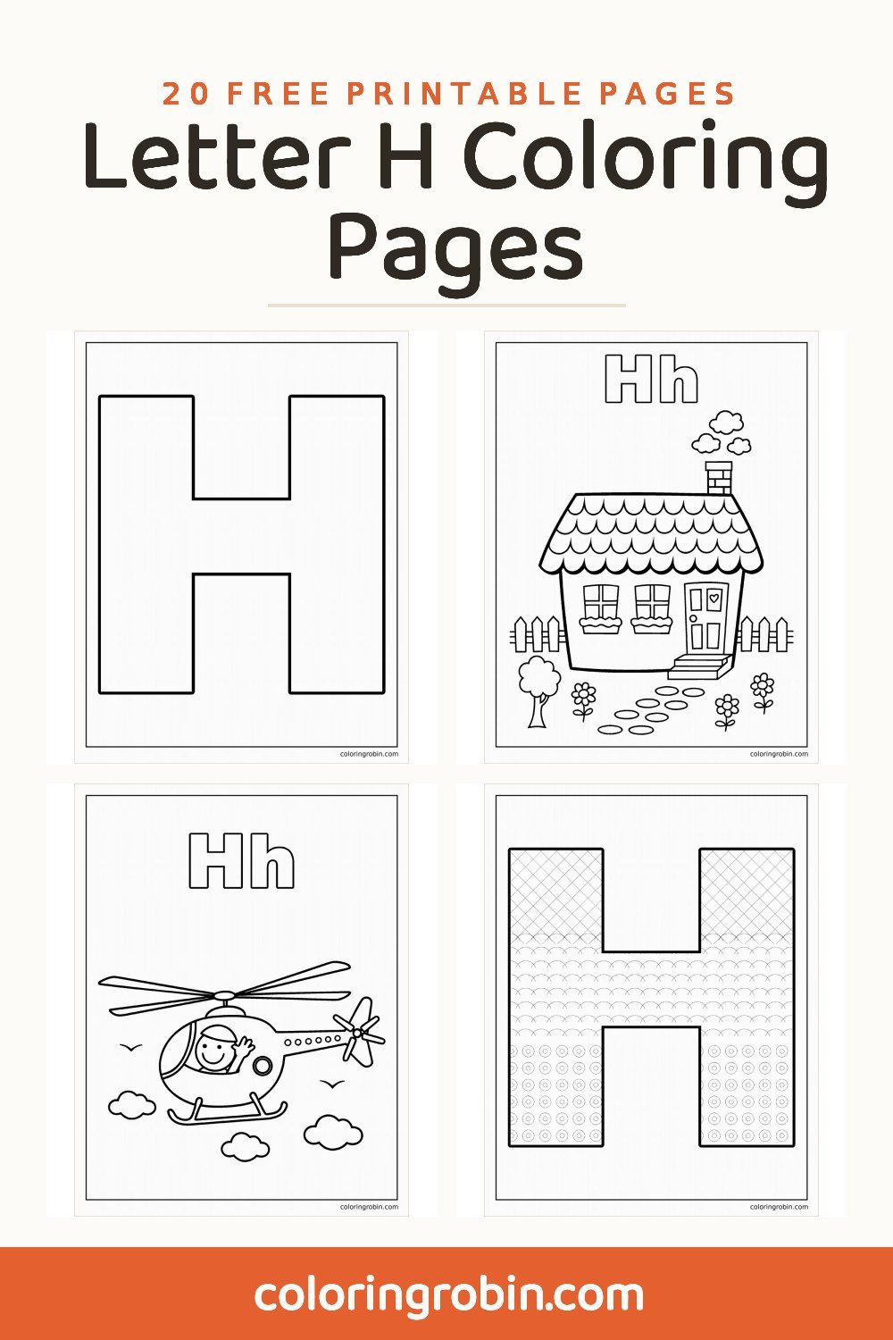 Letter H Coloring Pages — free printable set