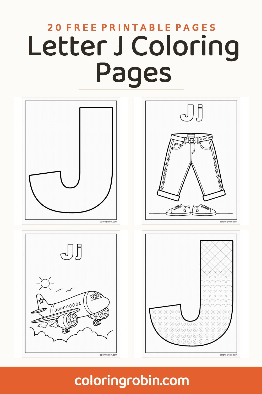 Letter J Coloring Pages — free printable set