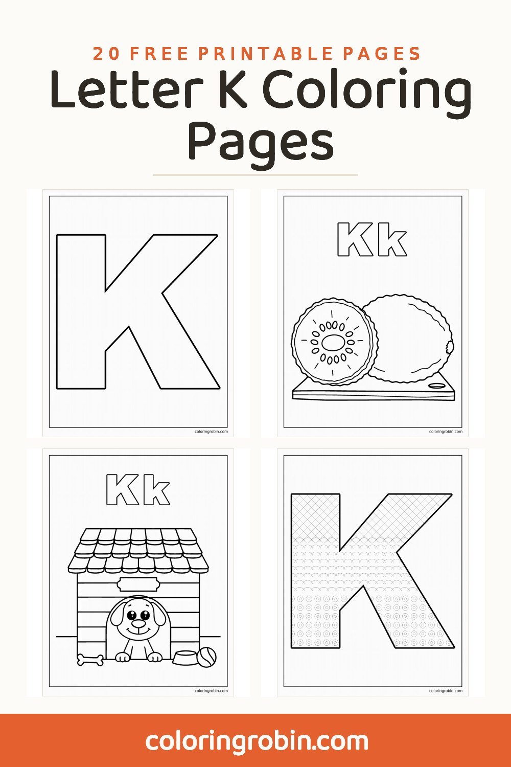 Letter K Coloring Pages — free printable set