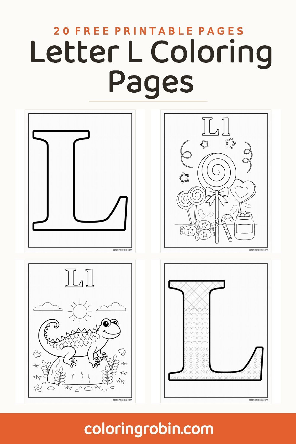 Letter L Coloring Pages — free printable set
