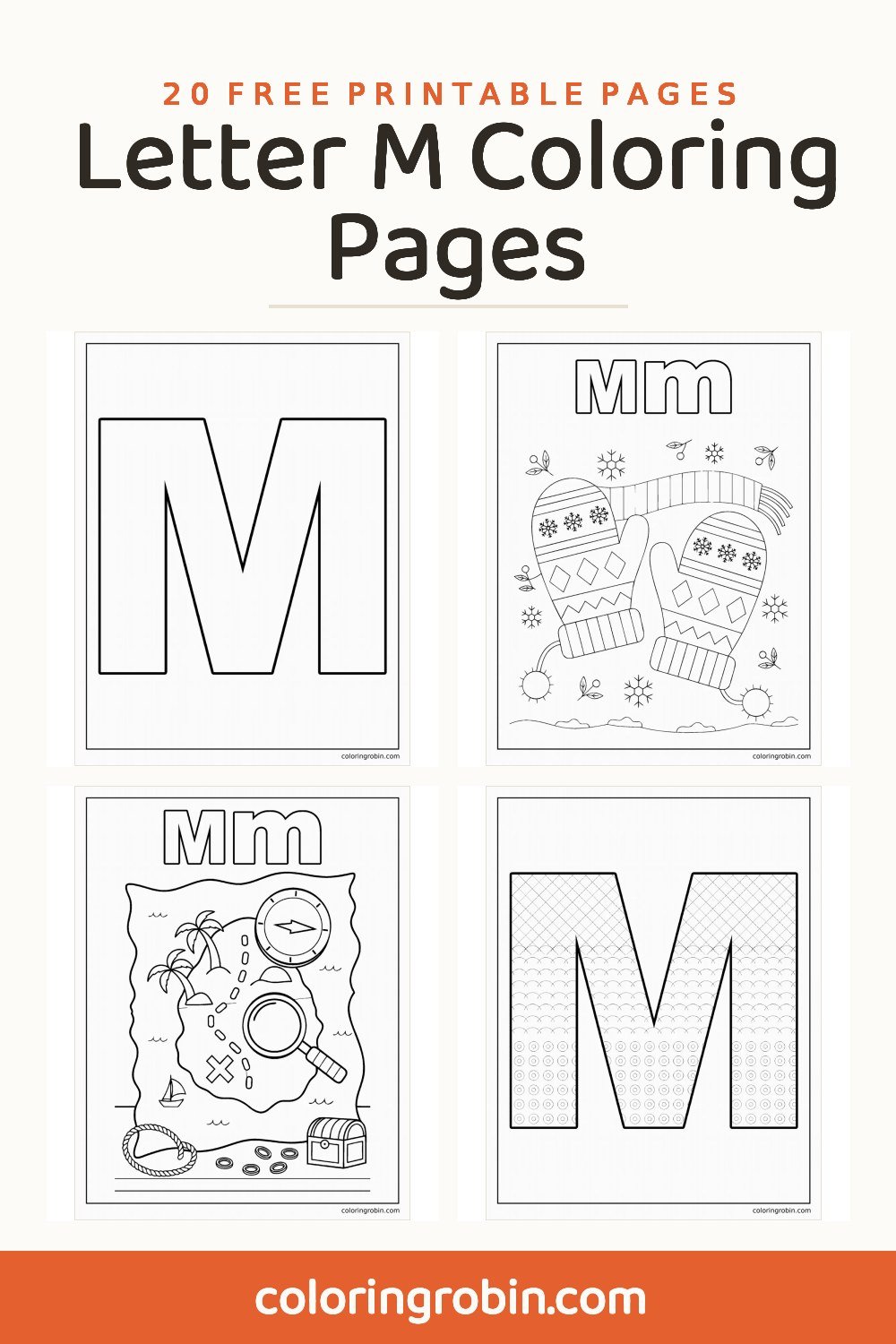 Letter M Coloring Pages — free printable set