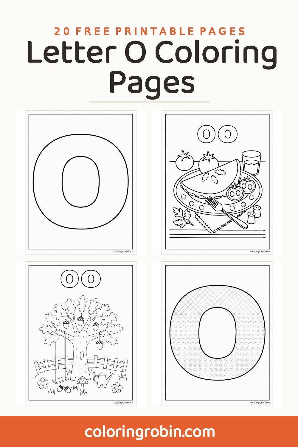 Letter O Coloring Pages — free printable set