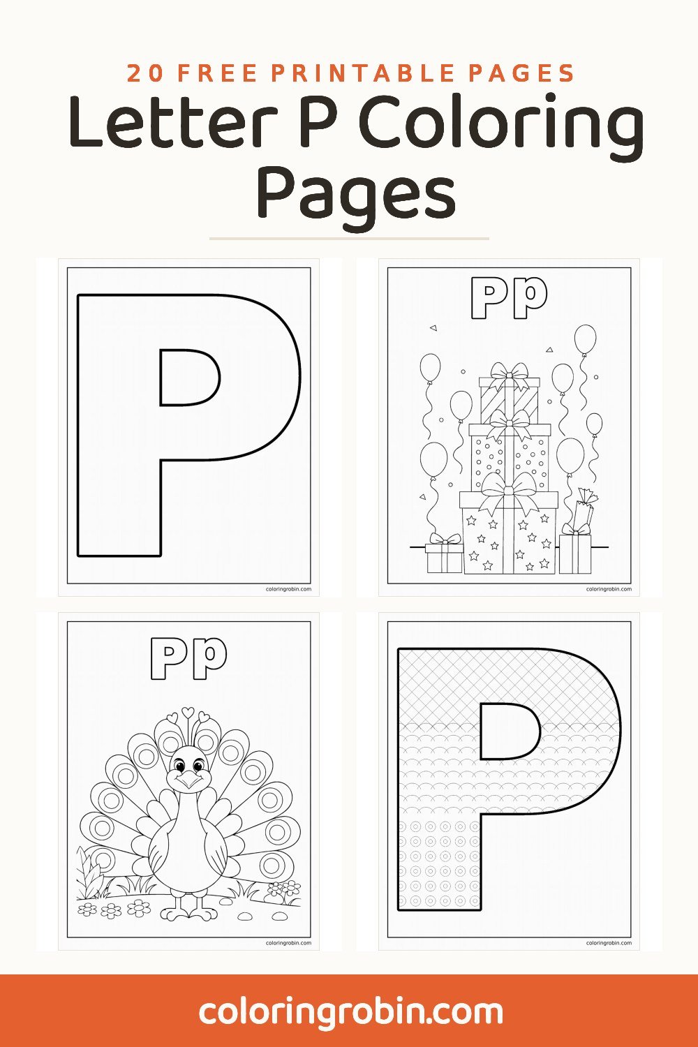 Letter P Coloring Pages — free printable set