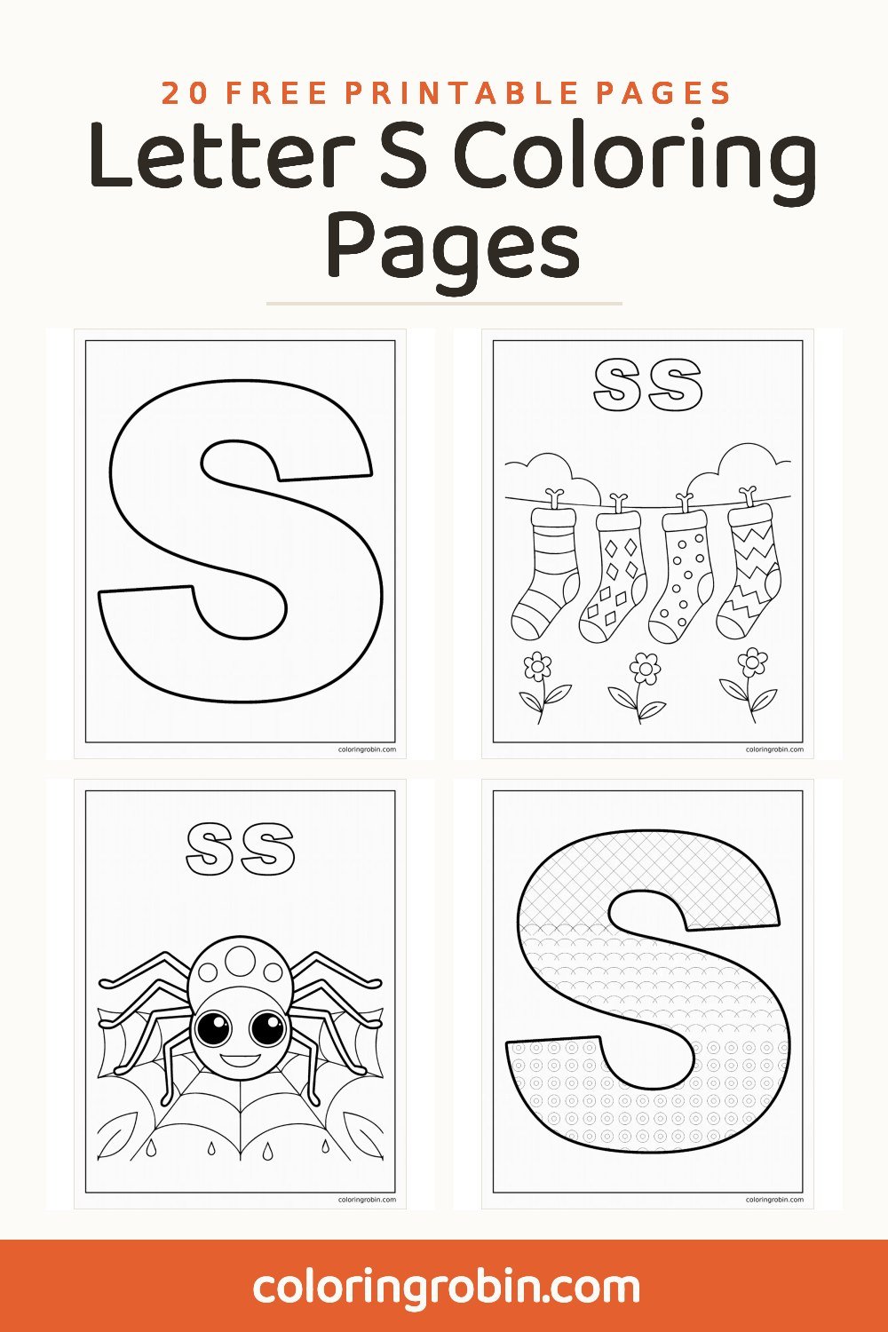 Letter S Coloring Pages — free printable set