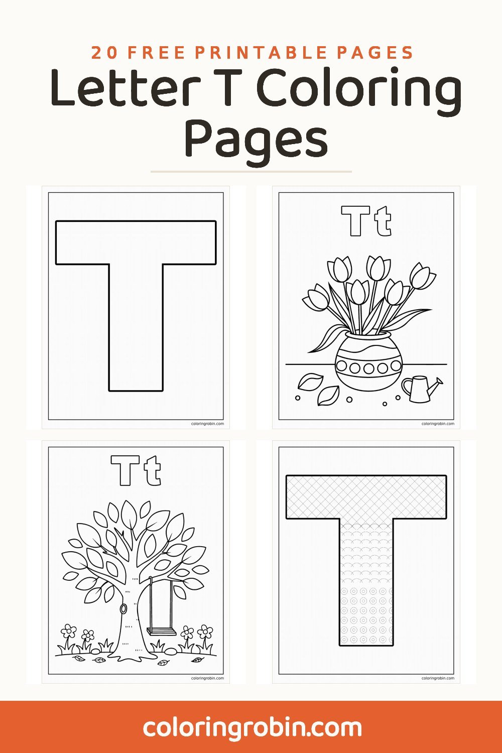 Letter T Coloring Pages — free printable set