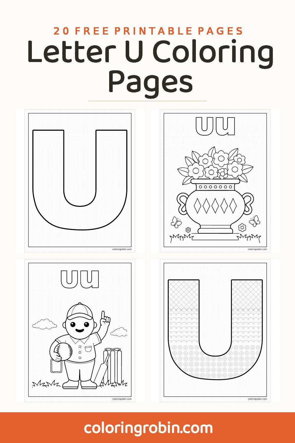 Letter U Coloring Pages — free printable set