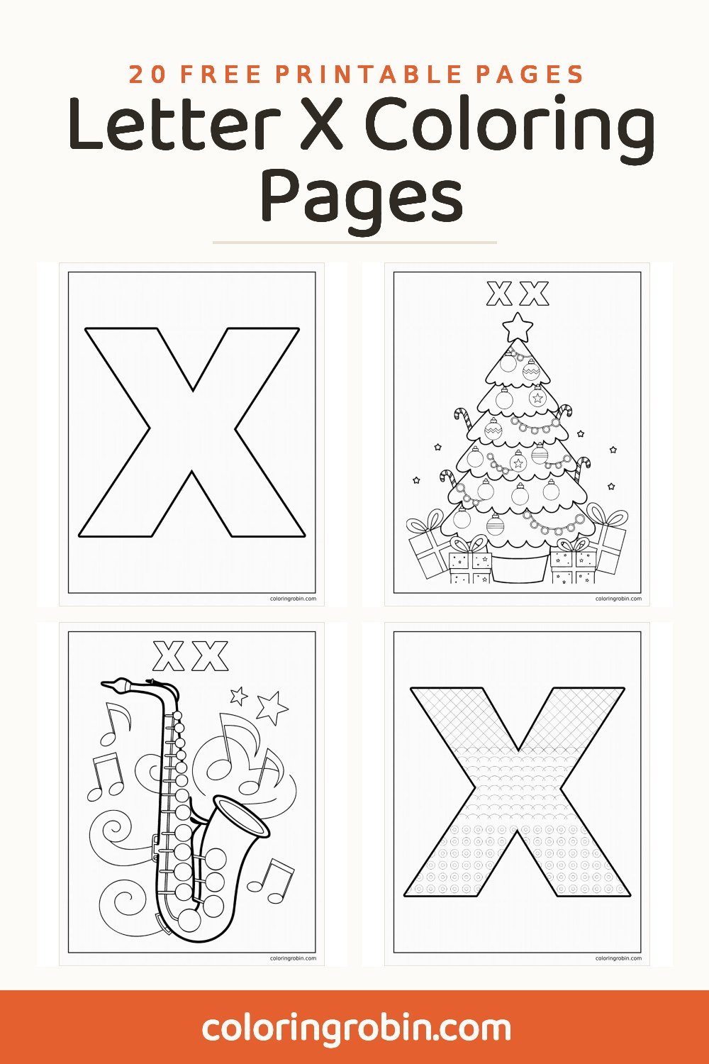 Letter X Coloring Pages — free printable set