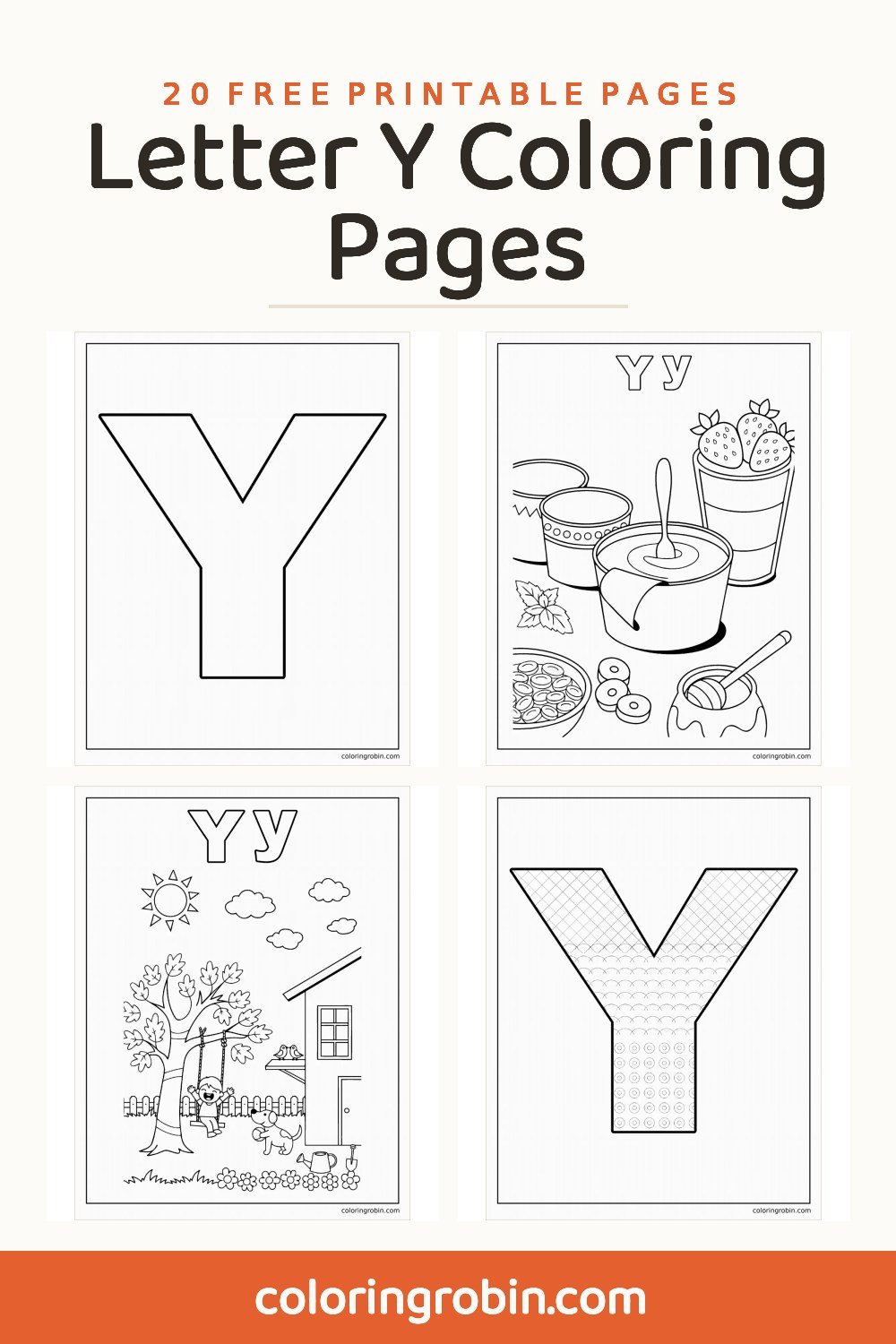 Letter Y Coloring Pages — free printable set